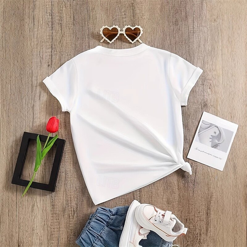 100% Cotton Easter Kids Girls' White Graphic Rabbit T shirt Tee Crew Neck Short Sleeve Outdoor Vacation Daily Classic Casual Print Summer2