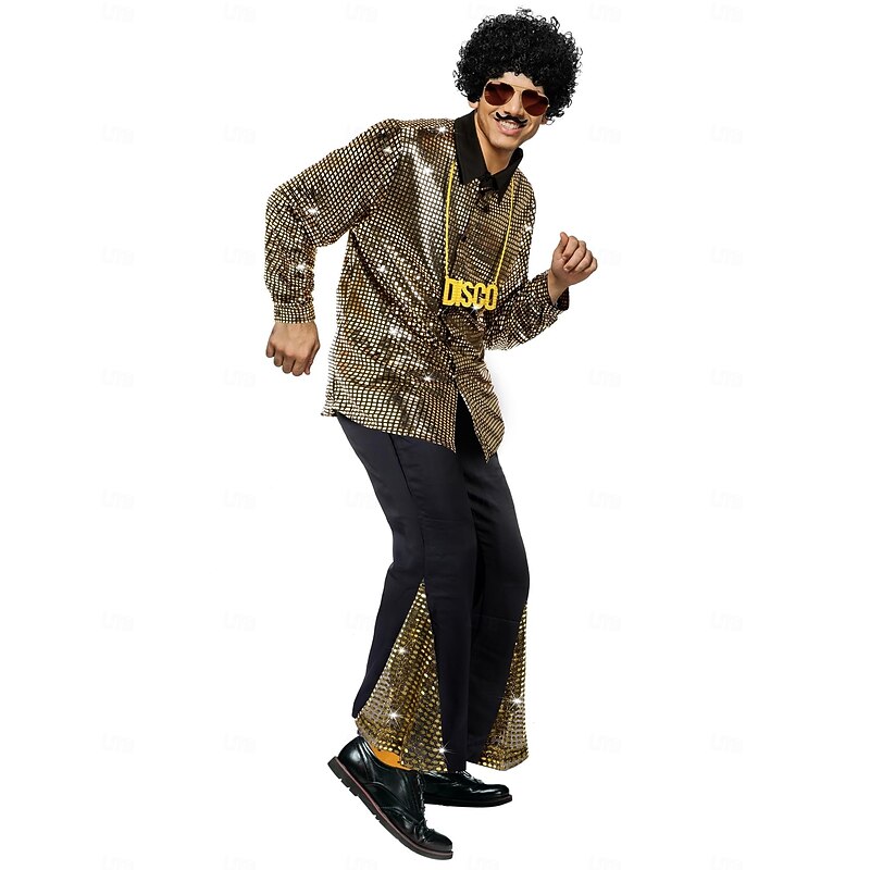 Retro Vintage 1960s Hippie Trousers Shirt Bell Bottom Pants Hippie Fancy Dress Men's Halloween Carnival Masquerade Evening Party Music Festival Pride Parade Adults' Shirt Pants All Seasons3