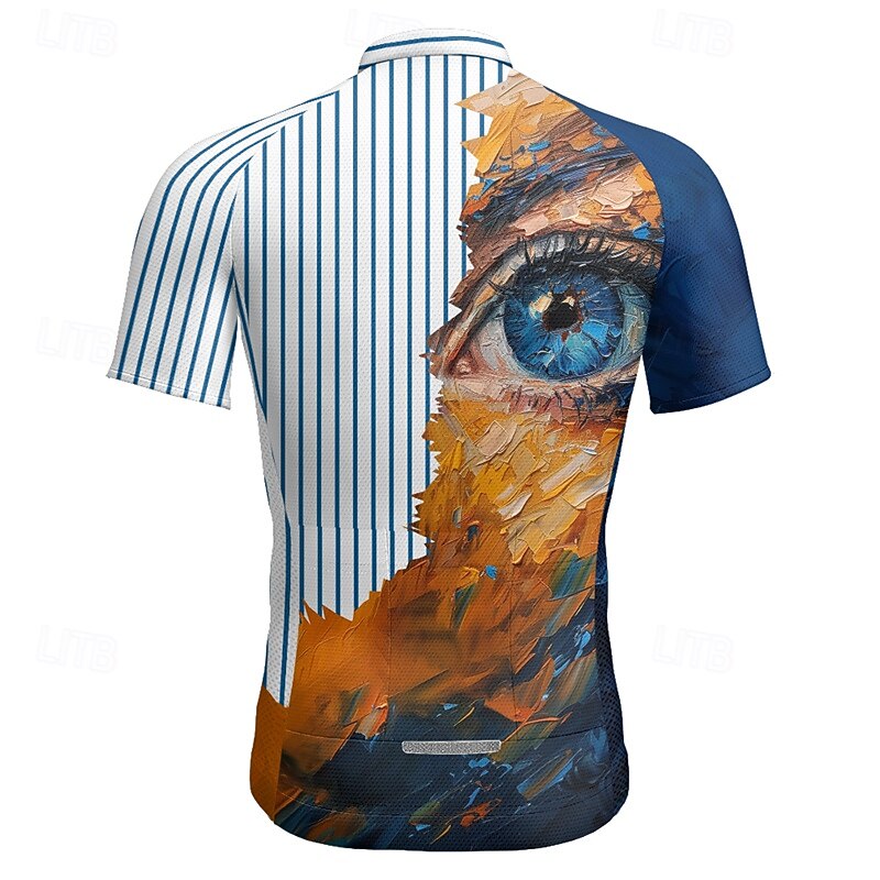 Men's Cycling Jersey Graphic Short Sleeve Bike Tee Tshirt Jersey with 3 Rear Pockets Mountain Bike MTB Quick Dry Anatomic Design Wicking Breathable Sports Blue Clothing Apparel4