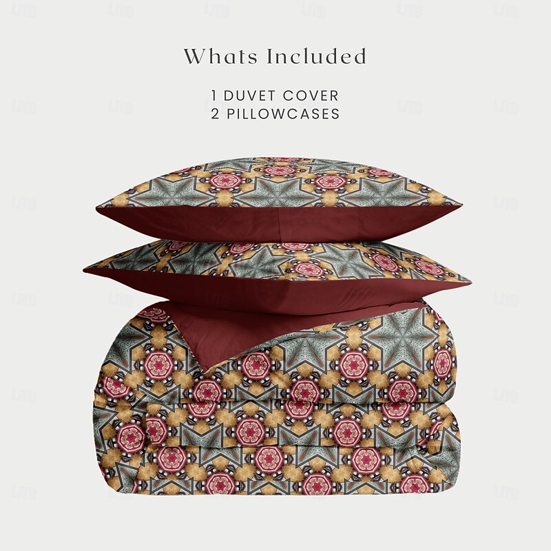 Bohemian Duvet Cover Set 100% Cotton Soft and Breathable Bedding Featuring Prints Lightweight and Durable Quilt Cover Comfortable for All Seasons Easy to Care2