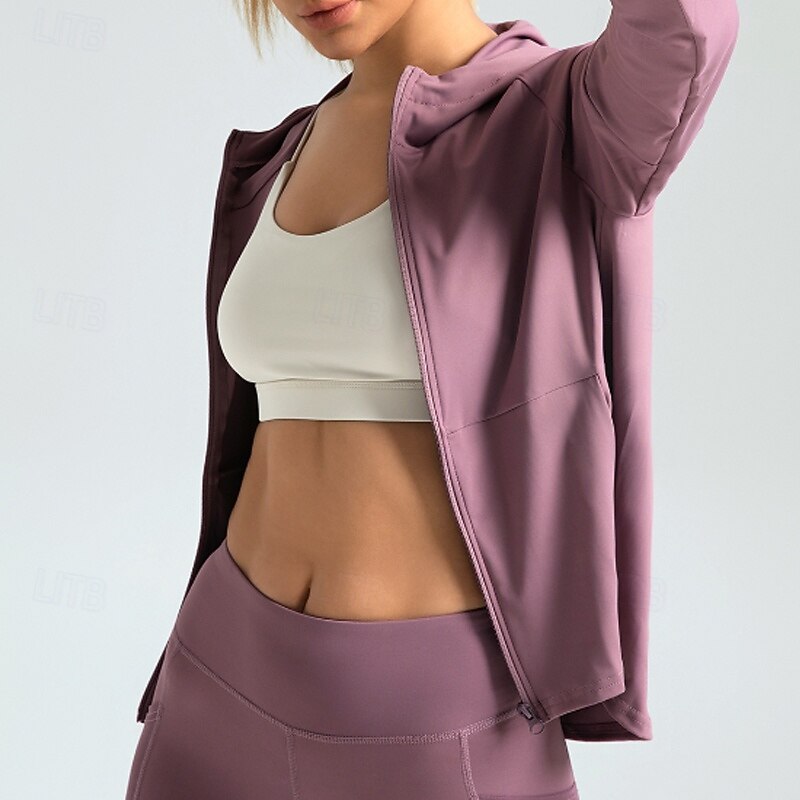 Women's Running T-Shirt Zipper Pocket Long Sleeve Hoodie Casual Athleisure Solid Colored Quick Dry Breathable Gym Workout Walking Jogging Sportswear Activewear Black Navy Blue Blue4