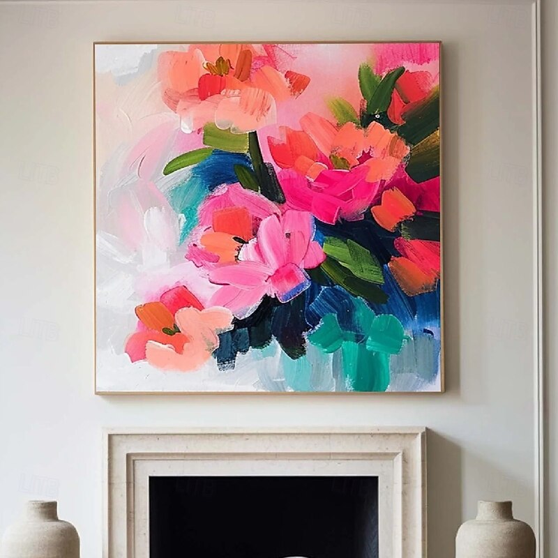 Wild flowers Painting Hand painted 3D Texture Blooming Flower Painting Canvas Extra Large Size Flora oil painting Wall Art Botanical painting Wall Art Decor Rose Art landscape oil paintings