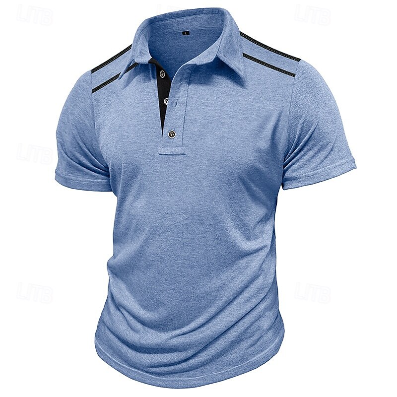 Men's Polo Shirts Golf Shirt Casual Sports Classic Short Sleeve Fashion Cool Color Block Plain Buttons Summer Spring &  Fall Regular Fit Black White Navy Blue Light Grey Green Khaki Polo Shirts4