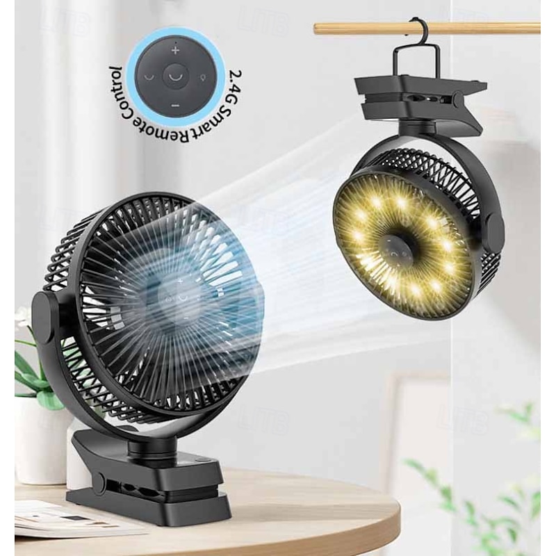 1 Pc 8 Inch Outdoor Camping Fan Light Can Be Hung, Clipped, And Erected With A Large Capacity Battery, Low Noise, And Adjustable Wind Speed