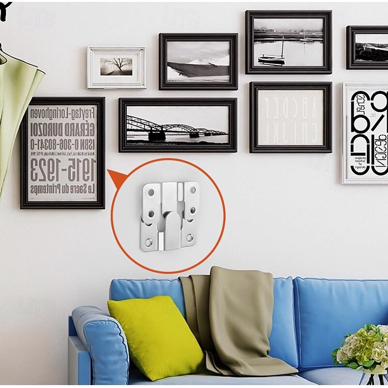 20 Pcs Heavy-Duty Metal Picture Hangers Contemporary Style Locking Wall Mount Brackets for Frames Furniture & Bed Corners Easy Install Hooks2