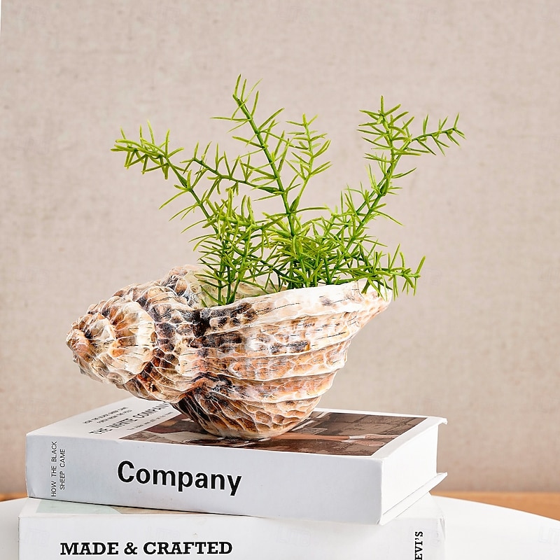Seashell Shaped Resin Vase, 9.8-Inch Bohemian Tabletop Flower Vase, Indoor Decorative Hydroponic Planter for Home Decor and Gifts 2025 - $19.49