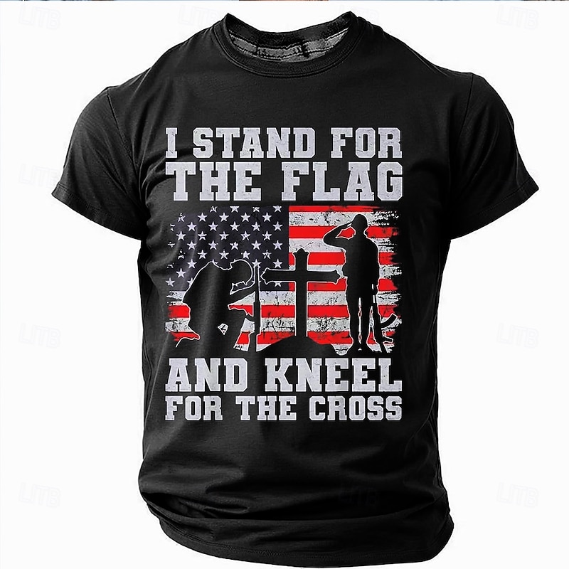Patriotic T Shirts For Men American US Flag T Shirt Short Sleeve T shirt 3D Print Crew Neck Shirt Fashion Daily Basic Street Casual Daily Black White Summer Spring All Seasons Clothing Apparel S2