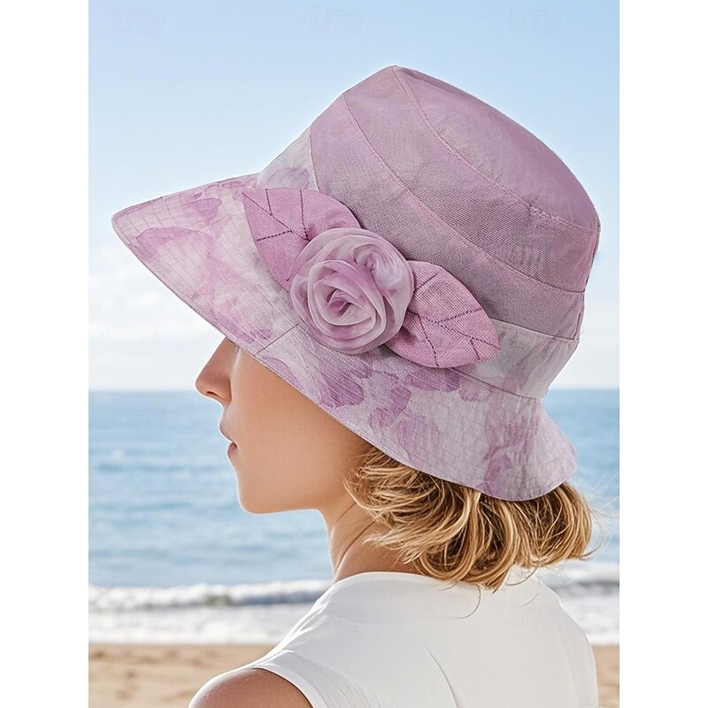 Elegant Floral Sun Hat for Women - Lightweight Breathable Wide Brim Bucket Hat with Rose Decoration, Breathable and UV Protection, Perfect for Beach, Travel and Summer Outdoor Activities