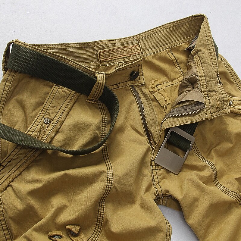 Men's Capri Cargo Shorts Cargo Shorts Capri Pants Shorts Summer Shorts Multi Pocket Flap Pocket Plain Comfort Wearable Knee Length Outdoor Sport Daily Fashion Casual Army Green Red4