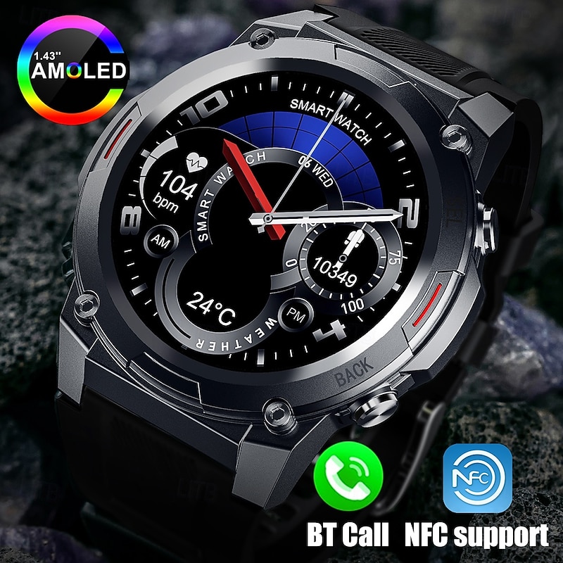 696 DM51 Smart Watch 1.43 inch Smartwatch Fitness Running Watch Bluetooth ECG+PPG Pedometer Call Reminder Compatible with Android iOS Women Men Hands-Free Calls Message Reminder IP 67 51mm Watch Case2