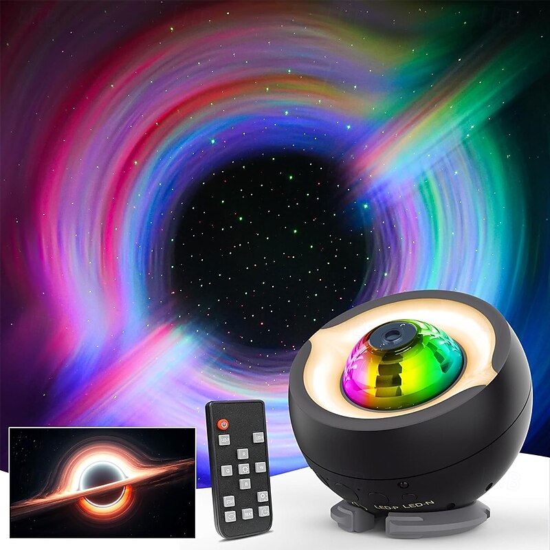 Galaxy Projector Star Projector with Interstellar Black Hole and Moving Green and Red Stars for Room Decor Party Gifts LED Night Light for Bedroom2