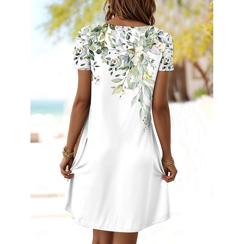 Women's Mini Dress T Shirt Dress Tee Dress A Line Dress Summer Dress Casual Daily Regular Fit Floral Graphic Short Sleeve Crewneck Pink Blue Green Summer Spring4