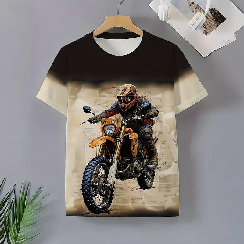 Men's Motorcycle T Shirt Short Sleeve T shirt 3D Print Crew Neck Shirt Fashion Retro Vintage Vintage Retro Street Daily Black Summer Spring Clothing Apparel S M L XL XXL XXXL3
