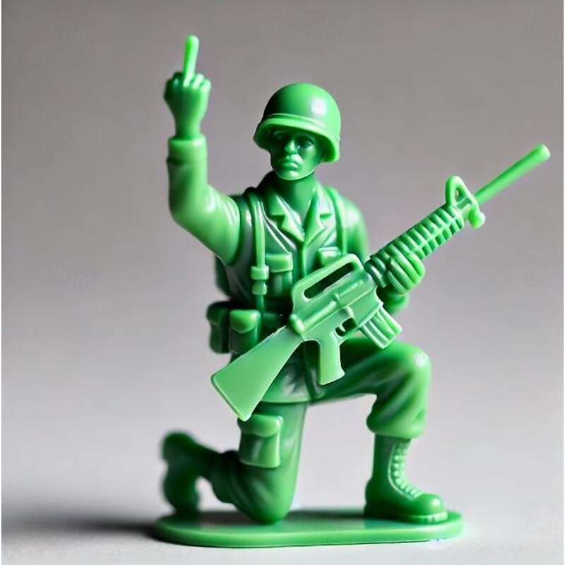 Funny Green Army Men, Quirky Desk Companion, Playful Decoration, Fun Gift for Home or Office, Unique Army Figurines with Attitude2
