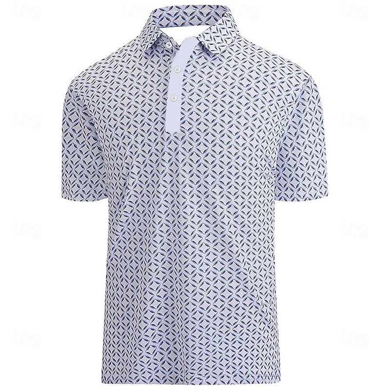 Kentucky Derby Men's Geometric Pattern Polo Short Sleeve Polo Shirts Collared Shirts Business Casual Outdoor Daily Wear Festival Outfit Buttons 3D Print Summer Spring Fall White