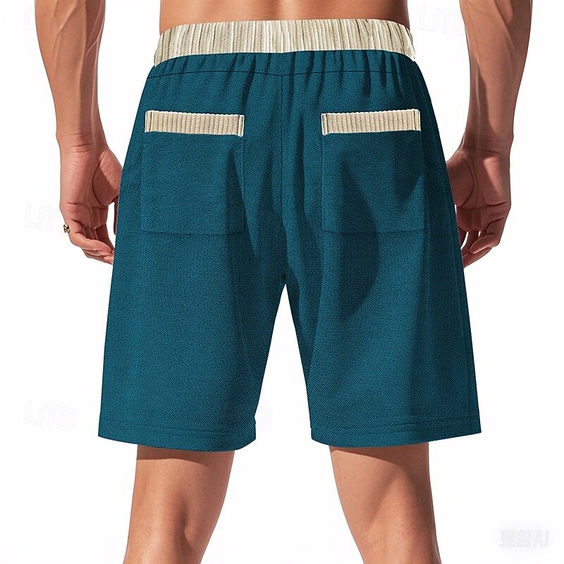 Men's Sweat Shorts Shorts Bermuda shorts Casual Shorts Pocket Drawstring Elastic Waist Color Block Comfort Breathable Knee Length Outdoor Yoga Daily Sports Athleisure Denim Blue Black Micro-elastic3