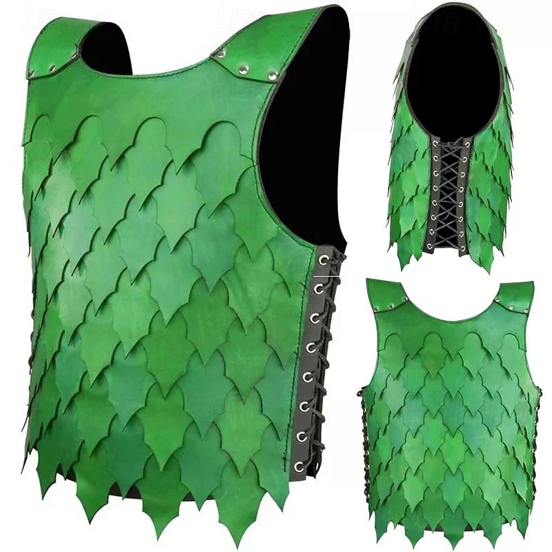 Retro Vintage Medieval Renaissance Armor Vest Chest Guard Warrior Gladiator Viking Fancy Dress Men's Viking Halloween Masquerade Performance Party LARP Adults' Vest