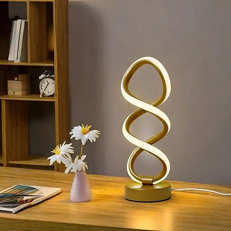 Modern Spiral LED Table Lamp Adjustable Brightness 3 Color Modes USB Powered Night Light for Bedroom Hall or Office Dormitory Decor Table Lamp4