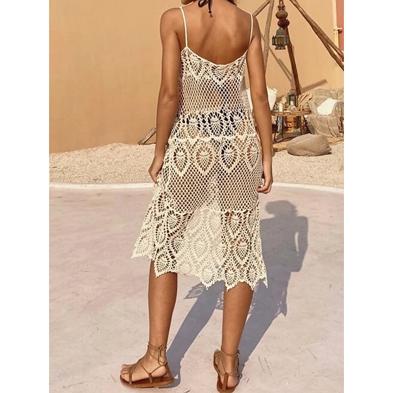 Women's Swimsuits Cover Up Swim Dress Swimsuit Cut Out Vacation Beach Wear Solid Color V Neck Sleeveless Bathing Suits2