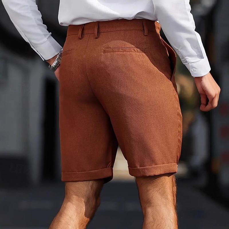 Men's Dress Shorts Summer Shorts Work Shorts Golf Shorts Pocket Plain Comfort Breathable Short Outdoor Vacation Sport Casual Coffee4
