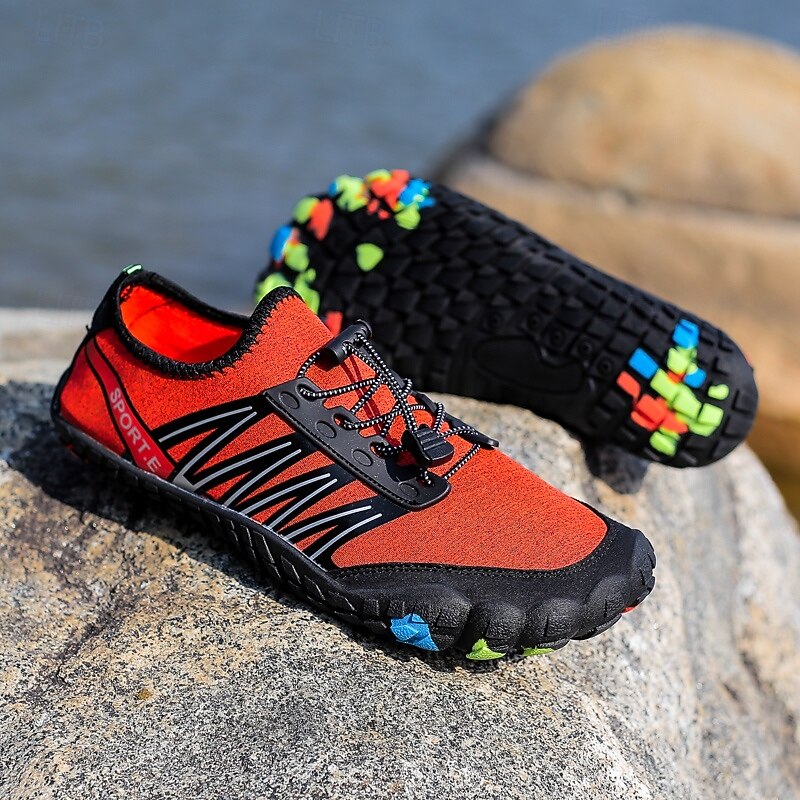 Men's Barefoot Trail Sneakers - Vibrant Red, Rugged Sole, Lace-Free Design - Perfect for Hiking & Outdoor Adventures3