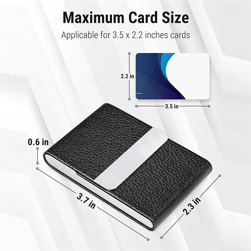 Business Card Holder PU Leather Business Card Case Pocket Card Holders Metal Slim Name Card Holder RFID Blocking Business Card Carrier with Magnetic Closure2