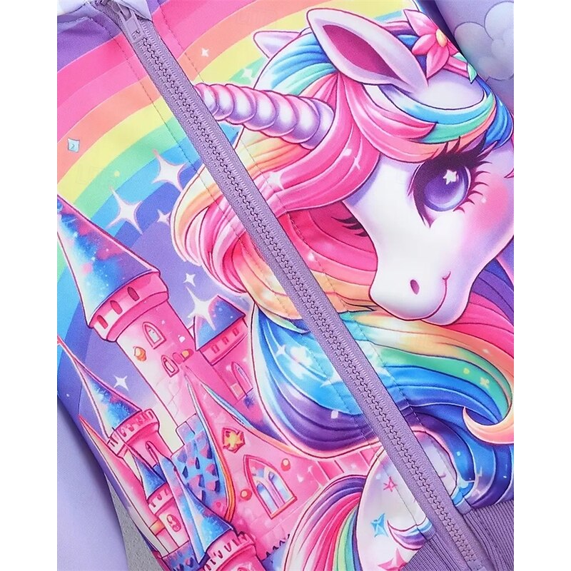Girls' 3D Unicorn Hoodie Coat Outerwear Long Sleeve Spring Fall Adorable Sport Kids 4-12 Years Zip Street Daily Regular Fit3