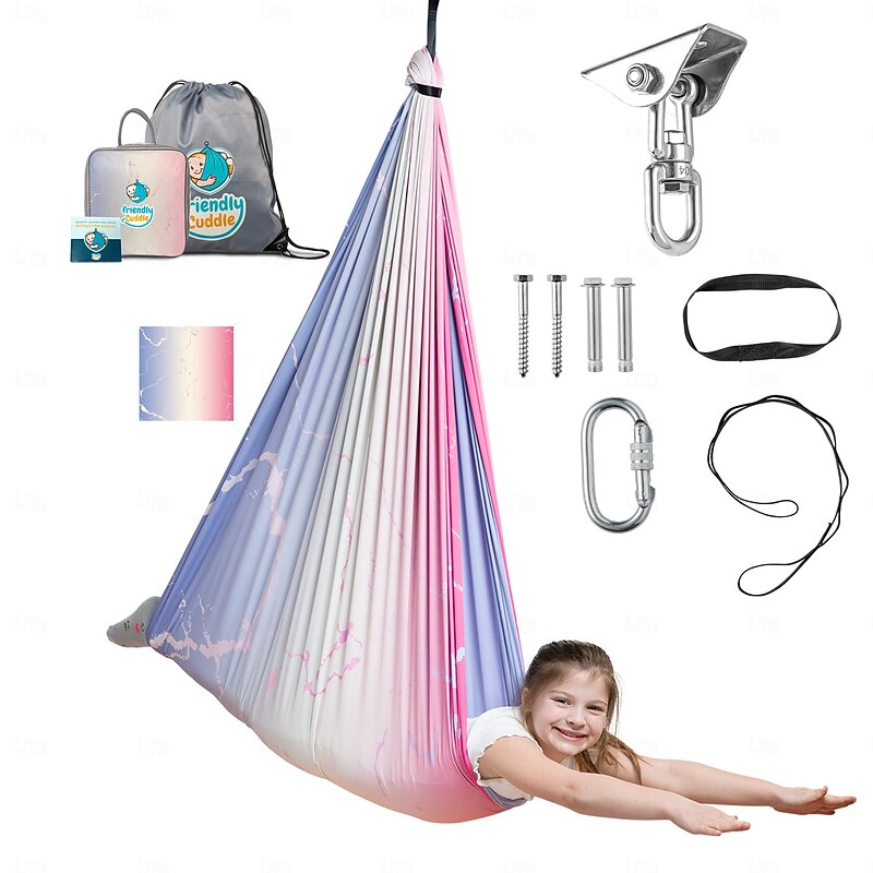 Indoor Sensory Swing for Kids or Outdoor Use Holds 300 lbs, Double Layered and 360  Degree Rotation, Calming Compression Therapy Swing Hammock for Kids and Adults, Comes with All Hardware Sensory Move