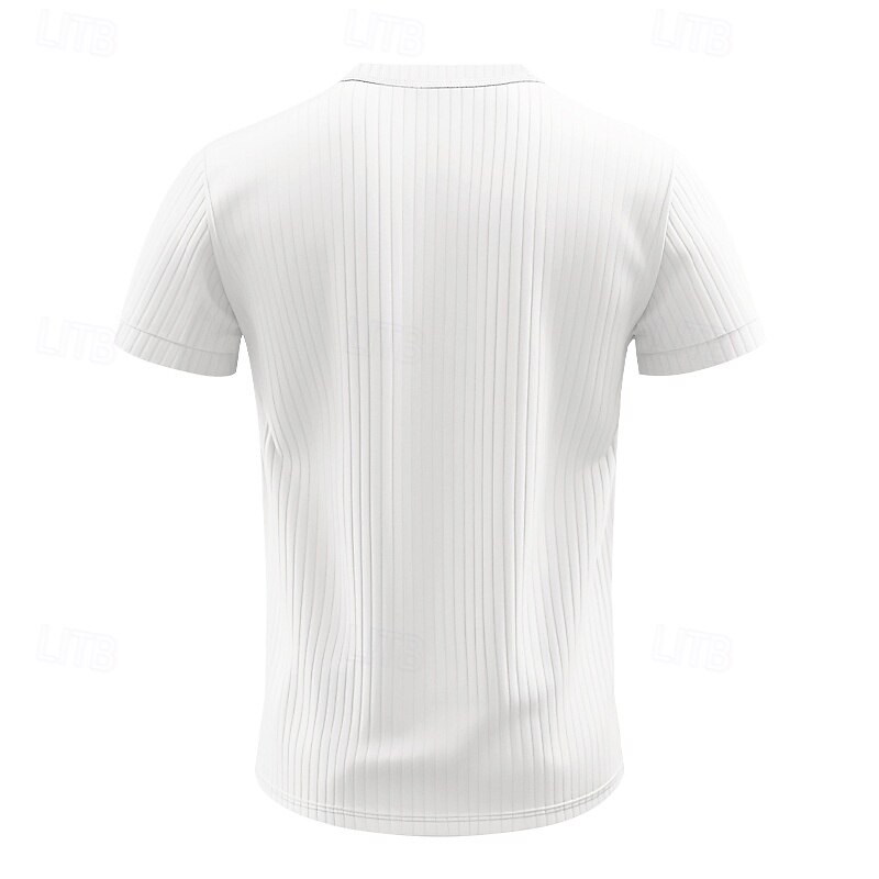 Men's Button T Shirt T Shirt Henley Shirt Tee Short Sleeve Henley Summer Spring Plain Fashion Designer Basic Jacquard Vacation Street Going out Black White Red Top Tee for Men4