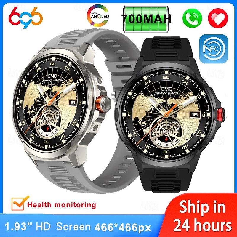 696 SK50 Smart Watch 1.93 inch Smartwatch Fitness Running Watch Bluetooth Pedometer Call Reminder Sleep Tracker Compatible with Android iOS Women Men Hands-Free Calls Message Reminder IP 67 52mm2