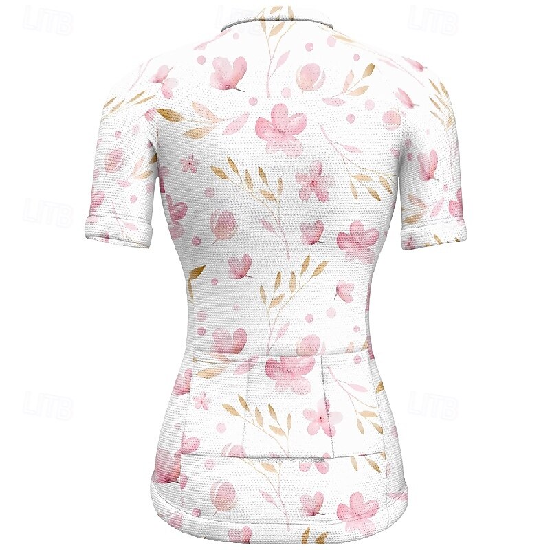 Women's Cycling Jersey Flower Short Sleeve Bike Tee Tshirt Jersey with 3 Rear Pockets Mountain Bike MTB Quick Dry Anatomic Design Wicking Breathable Sports Yellow Pink Blue Clothing Apparel4