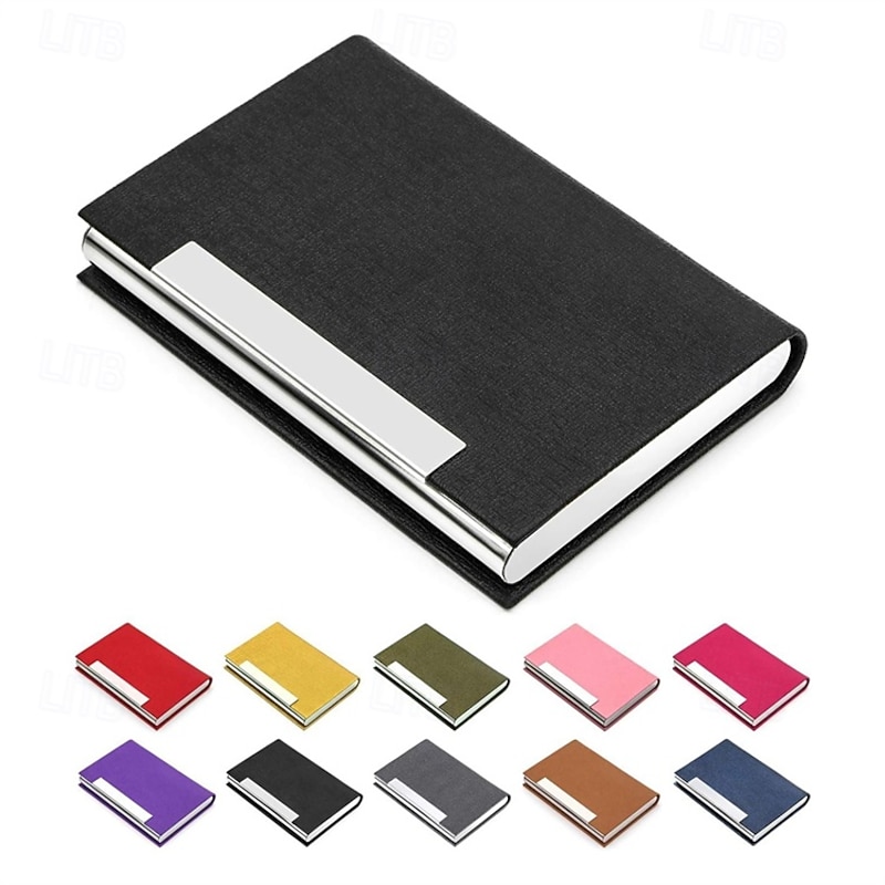 Business Card Holder/ Case Professional PU Leather & Stainless Steel Multi Wallet Credit Card ID Case/Holder