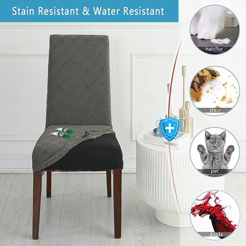 Jacquard High Stretchy Chair Covers for Dining Room,Dining Chair Slipcover Covers,Removable Washable Kitchen Chair Seat Protector Covers4