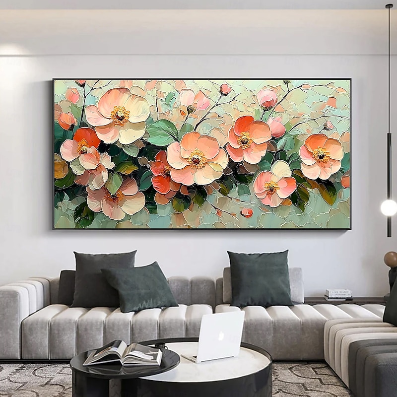 Handmade Original 3D Colorful Flowers Painting Oil Painting On Canvas Abstract Floral Wall Art for Home Decor With Stretched Frame/Without Inner Frame Painting2