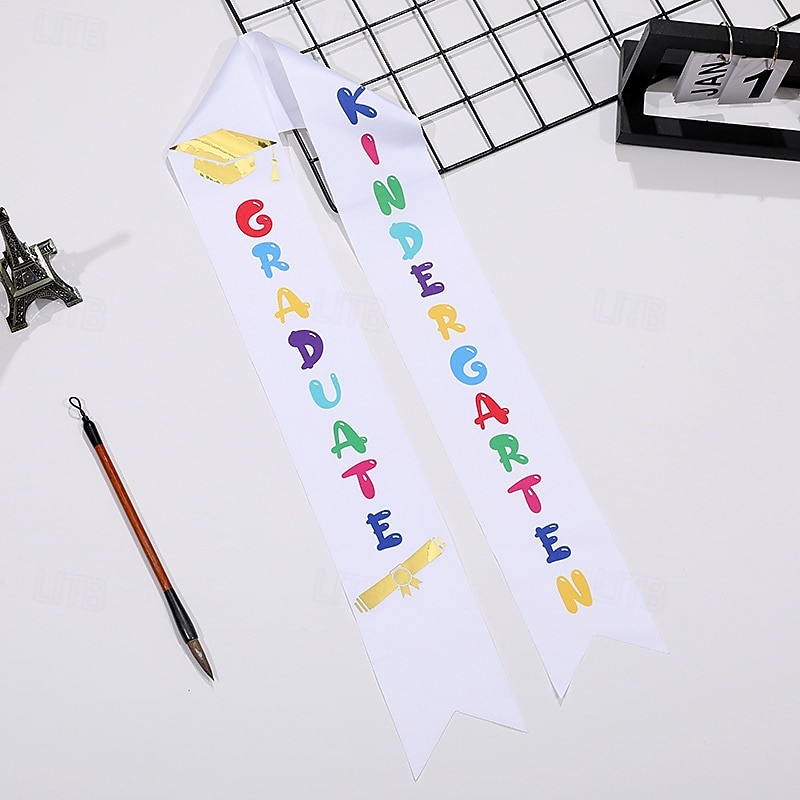 Unisex Graduation Stole for Kids, Plain Graduation Sash, Honor Stole for Students, Children's Graduation Ceremony Sash, Preschool Kindergarten Floral Honor Satin Stole4