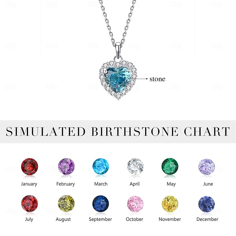Personalized Heart Necklace Custom Best Gift for Mom – 925 Silver Birthstone Pendant, Perfect Gift for Mom, Grandmother, Wife, Girlfriend for Mother's Day, Valentine's Day, Christmas, Birthday