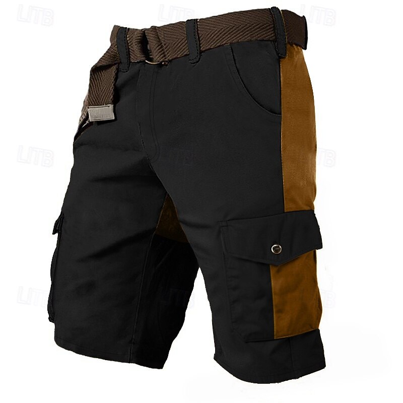 Men's Cargo Shorts Shorts Bermuda shorts Casual Shorts Multi Pocket Straight Leg Color Block Wearable Breathable Knee Length Outdoor Casual Daily Fashion Classic Black Green2