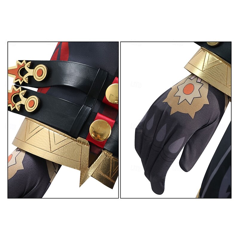 Genshin Impact Mavuika Anime Cosplay Costume Cosplay Wigs Cosplay Suits Cosplay Wigs Halloween Masquerade Performance Party Coat Leotard / Onesie Gloves For Women's Adults'4