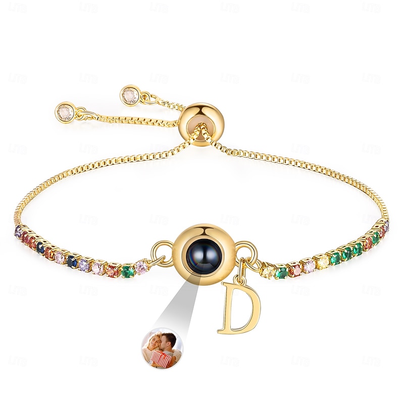 Personalized Photo Projection Bracelet Custom Best Gift for Mom – Customizable with Initials and Photos, Elegant Jewelry Gift for Mom, Grandma, Wife, Girlfriend for Mother's Day, Women's Day