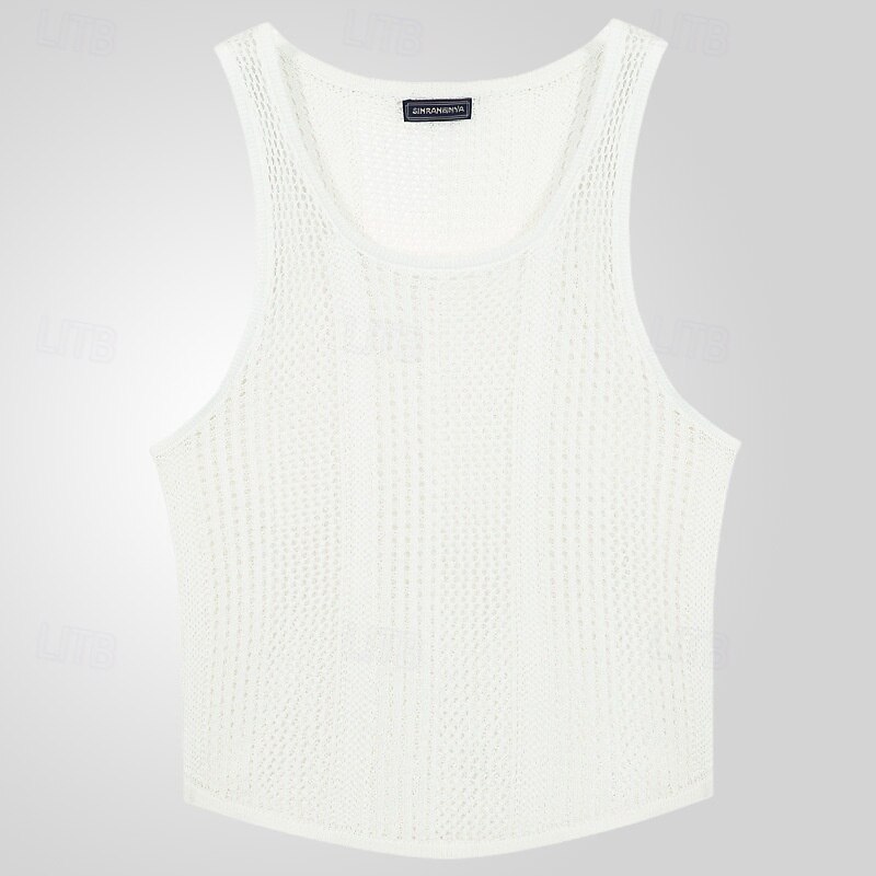 Men's Tank Top Undershirt Sleeveless Shirt Sleeveless Crew Neck Summer Solid Color Fashion Designer Muscle Knitted Outdoor Vacation Black White Army Green Top Tee for Men2