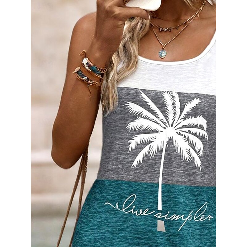 Women's Mini Dress A Line Dress Summer Dress Off The Shoulder Dress Vacation Daily Loose Fit Graphic Letter Tropical Sleeveless U Neck Dark Blue Summer Spring2