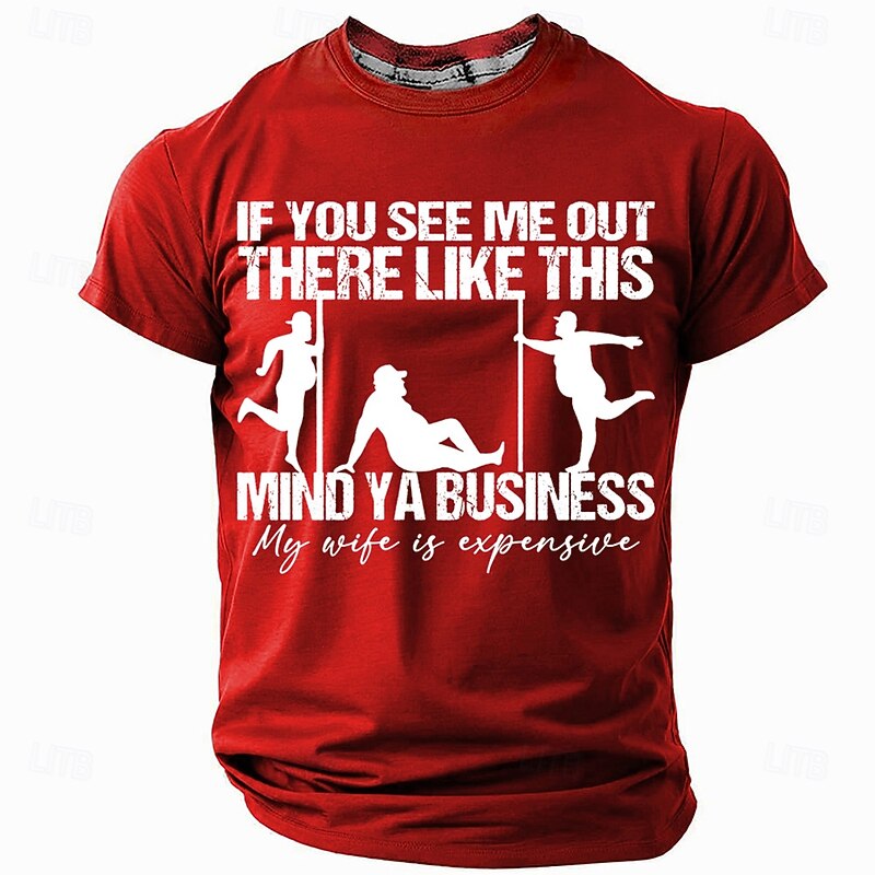 Men's Funny Slang Husband T Shirt Short Sleeve T shirt 3D Print Crew Neck Shirt Fashion Daily Street Daily Black Red Blue Summer Spring Clothing Apparel S M L XL XXL XXXL