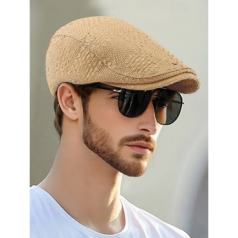 Men's Breathable Straw Flat Cap – Lightweight Vintage Newsboy Hat for Summer, Classic Gatsby Ivy Cap for Casual, Beach, Outdoor & Travel Wear2