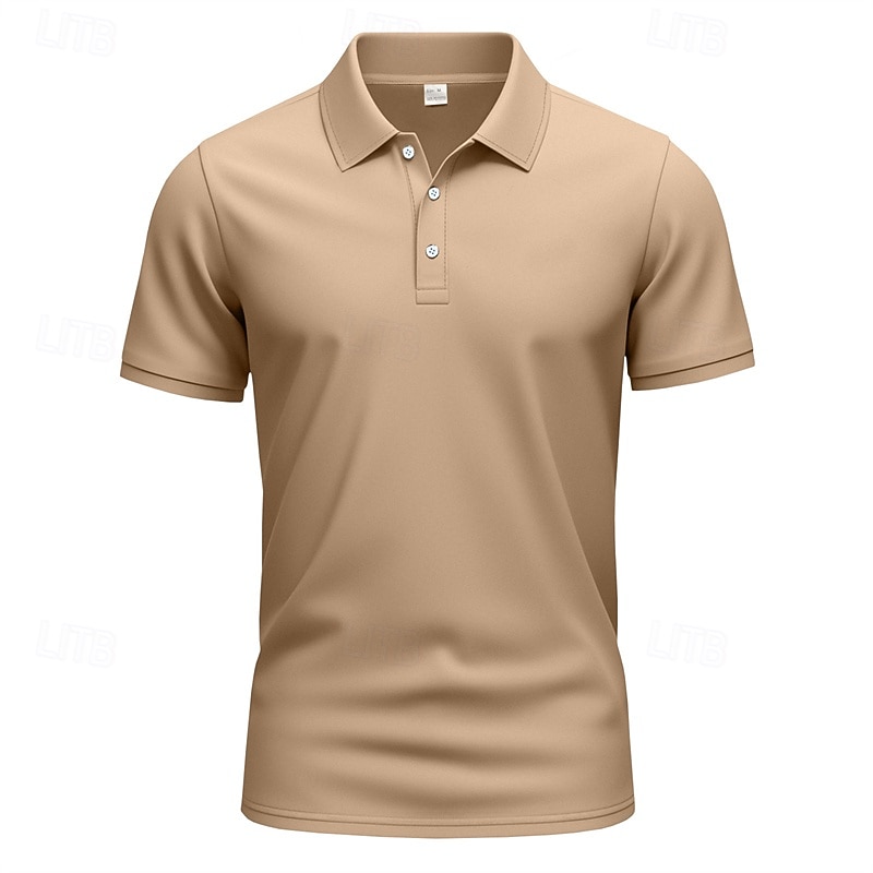 Men's Golf Shirt Golf Polos Shirts Work Casual Lapel Short Sleeve Basic Modern Plain Buttons Summer Regular Fit Black Blue Brown Khaki Army Green Gray Golf Shirt4