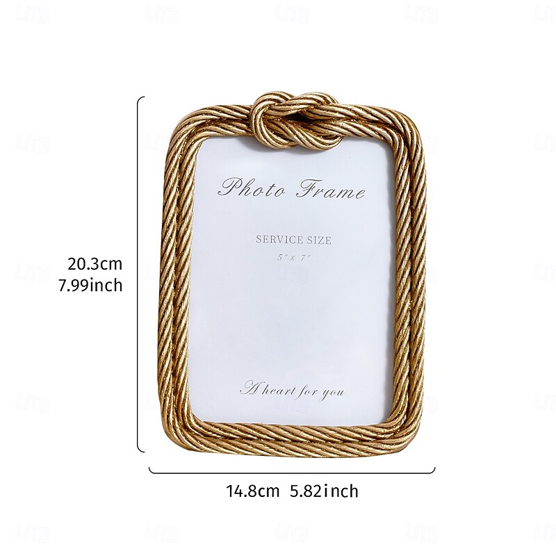 Wire Knot Decorative Photo Frame, Resin Tabletop Picture Frame, Warm Home Decor for Photo Display and Photography Props2