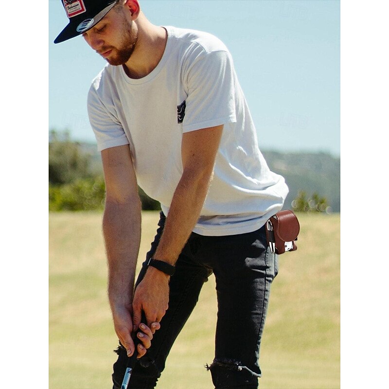 Portable Leather Golf Ball Holder Pouch – Compact Golf Tee Case with Clip, Stylish & Durable Design for Men & Women, Easy Belt Attachment, Ideal for Golf Training & Tournaments3