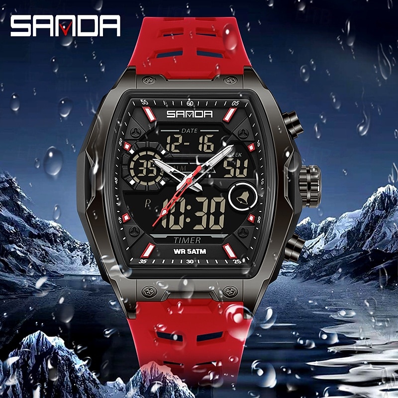 SANDA Top Brand 6235 Luxury Male Student Electronic Watch Sports Multi functional Waterproof LED Student Electronic Watch2