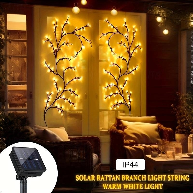 1 Pc Outdoor Solar Branch Light String 1.8M96 LED Beads Indoor and Outdoor Bedroom Restaurant Courtyard Garden Wedding Festival Party Atmosphere Decorative Light 8 Functions2
