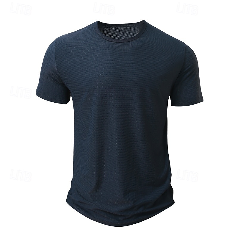 Men's T Shirt Tee Short Sleeve Crew Neck Summer Solid Color Sporty Quick Dry Plain Casual Practise Activewear Black White Gray Top Tee for Men