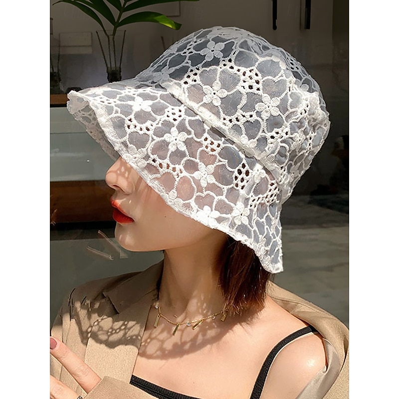 Women's Lace Bucket Hat – Elegant Floral Mesh Sun Hat, Breathable Vintage Wide Brim Cap for Summer, Beach, Vacation, and Outdoor Travel3
